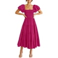 thumbnail image 1 of Vestido PRETTYGARDEN Midi de Verano con Mangas Abullonadas en Rosa Oscuro Talla L, 1 of 8