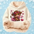 thumbnail image 4 of XUELUO Little Girls Hoodies Drawstring Long Sleeve Fleece Lined Cow Heart Print Hood Tops Early Spring Warm Clothes With Pockets, 4 of 5
