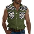 thumbnail image 2 of VgaVtl Lapel Men's Tank Tops Summer Sleeveless Clothing for Men Graphic Cardigan Pocket Casual Loose Shirts,Green L, 2 of 5