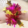 thumbnail image 2 of 6Pcs Metallic Pom Poms Cheerleading Elastic Hair Ropes Stage Performance Elastic Band Bracelet with Star Decor Celebration Volleyball Game Wrist Flower, 2 of 7