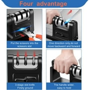 Hottest Knife Sharpener,4-in-1 Kitchen Chef Knife and Scissors Sharpener, Professional Diamond Rods Expertly Sharpen Steel, Ceramic Knives and Scissors Easily, Manual Knife Sharpeners (Black)