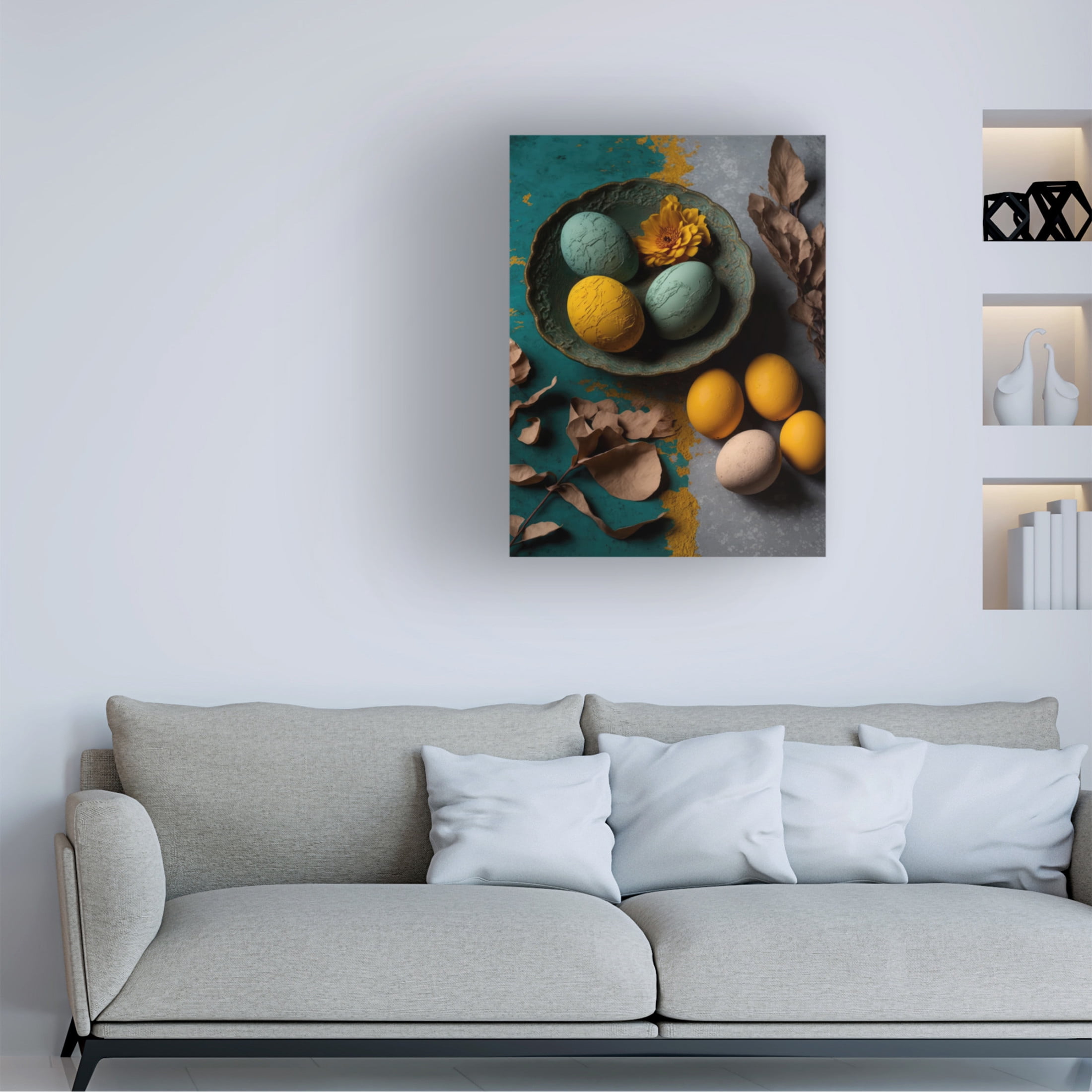Canvas Wall Art - Treechild 'Yellow And Blue Eggs' Wall Art for Living Room, Bedroom, or Office D?cor by Trademark Fine Art - 18 x 24 Inches