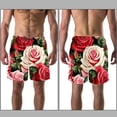 thumbnail image 3 of luoweisi Men's Beach Shorts Quick Dry Swim Trunks with Mesh Lining Roses S, 3 of 5