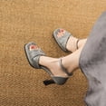 thumbnail image 6 of SACFOF Womens Block High Heel Platform Sandals, Open Toe Ankle Strap Comfort Sandals, Womens Dressy Sandals, 6 of 6