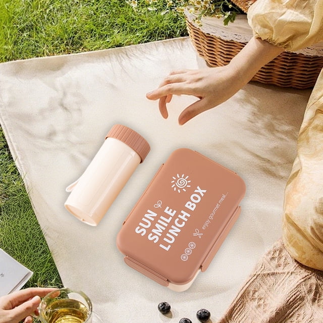 JZCHUNTOY Ensemble de Boîte à Lunch Bento et Gobelet d'Eau, Boîte à Lunch Compartimentée Étanche pour Micro-Ondes et Bouteille d'Eau Étanche, Trousse Réutilisable de Rangement pour Aliments et Boissons pour le Travail, le Pique-Nique et les Voyages en Plein Air