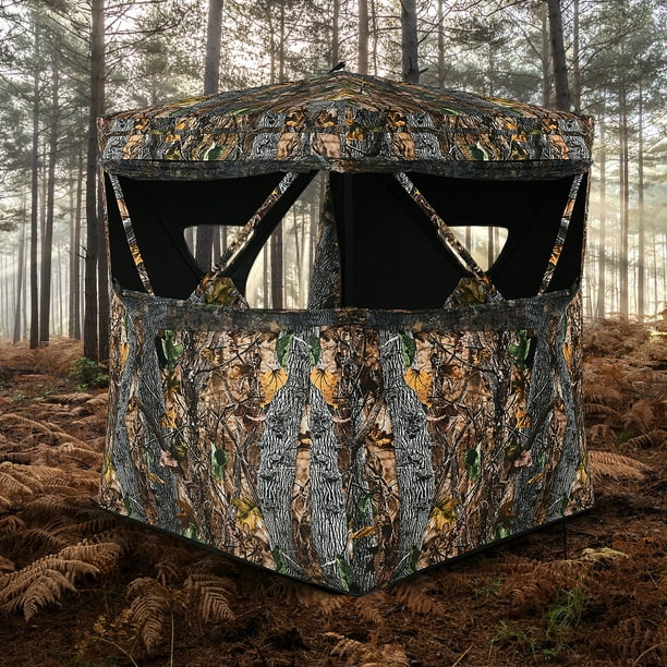 Patiojoy Portable Hunting Ground Blind 3 People Tent for Hunting True  Timber Camo