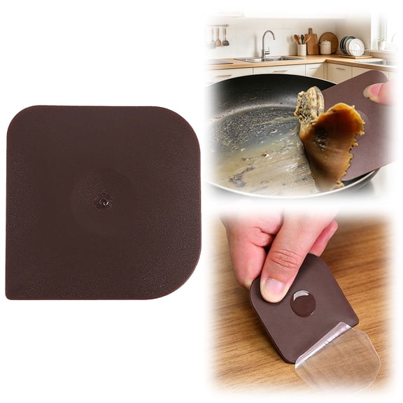 Pan Pot Dish Scraper Tool Set, Kitchen Nylon Food Scraper, Cast Iron Skillet Cleaner Pan Pot Scrubber, Kitchen Plastic Scrapper Non-Scratch (Brown)