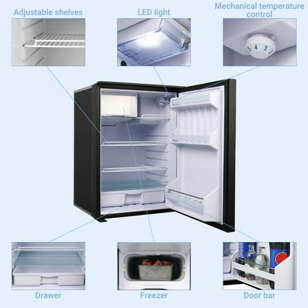 Techomey 4.5 Cu ft/130L DC 12/24V RV Refrigerator with Freezer Compact Portable Fridge
