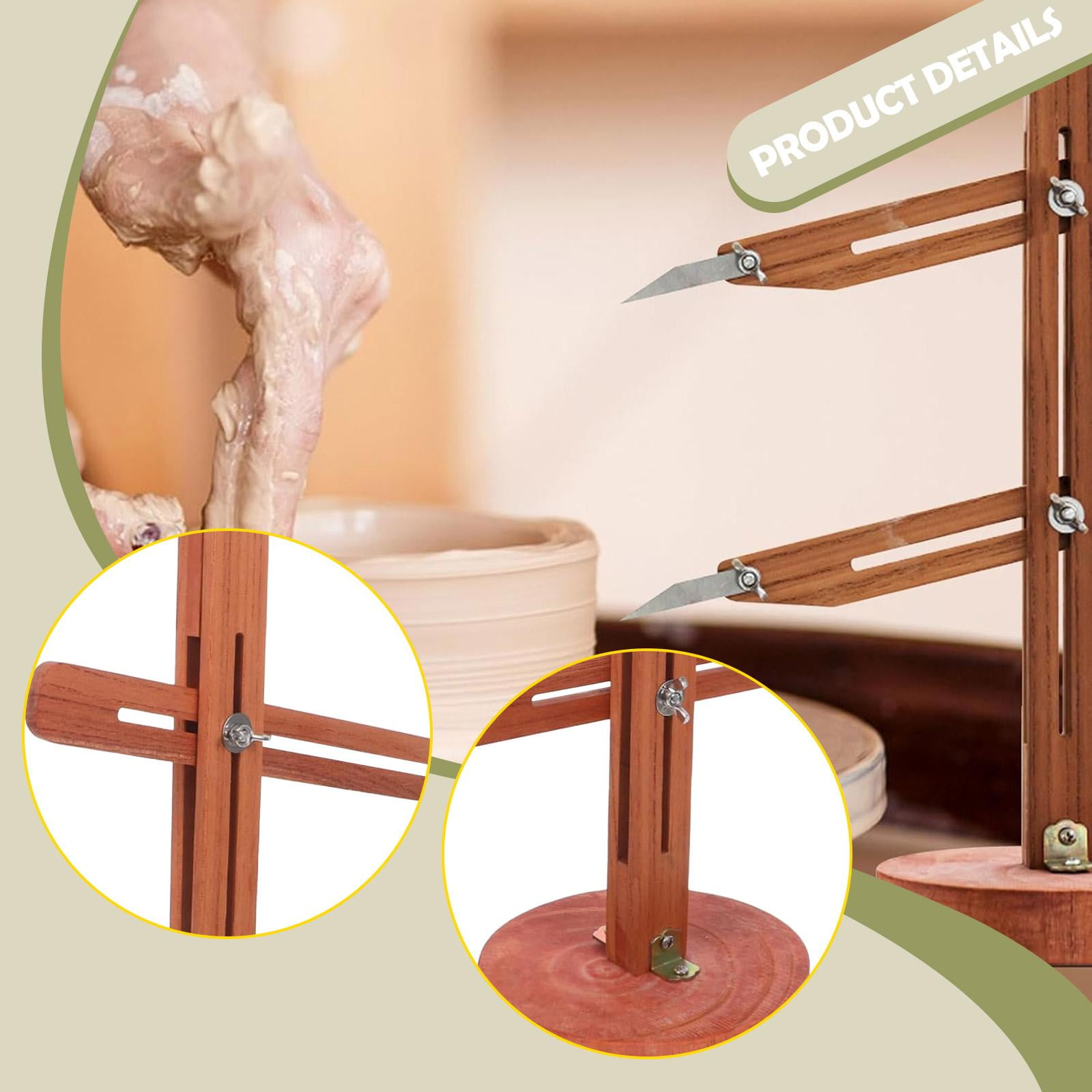Pottery Throwing Gauge Pottery Tool Positioner Wood Material Comfortable Grip for Ceramic Artists and Beginners