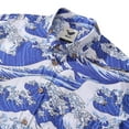thumbnail image 4 of YIUME Men's Hawaiian Shirt Ocean Waves Japanese Ukiyo-e Print Cotton Button-down Long Sleeve Aloha Shirt, 4 of 8
