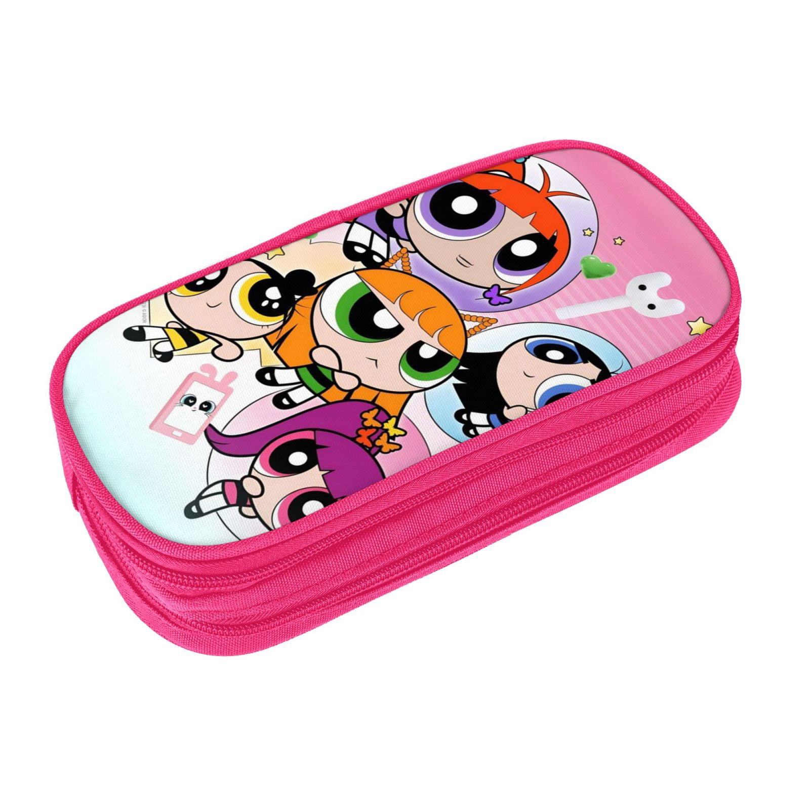 The Powerpuff Gi-rls Pencil Case Large Capacity Pencil Pouch Pen Bag Office Stationery Organizer Travel Makeup Bag Pink