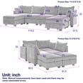 thumbnail image 4 of 113" Modular Sectional Corduroy Sofa, 4 Seat U Shaped Cloud Couch with Storage Seats and 48" Double Chaises, Convertible 83.5"×61.5" Sofa Bed with Pillows for Living Room, Beige, 4 of 9