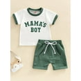 thumbnail image 3 of Genuiskids Infant Baby Boys 2Pcs Summer Outfits Short Sleeve Letter Print T-Shirts + Pocket Shorts Set, 3 of 8