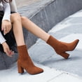 thumbnail image 7 of Tuphregyow New Women's Black Fashion Pointed Toe Short Boots with Elastic Slim and High Thick Heel for Fall and Winter Brown 39, 7 of 7