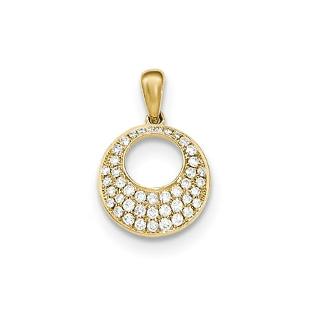14k Yellow Gold Pave Diamond Round Pendant