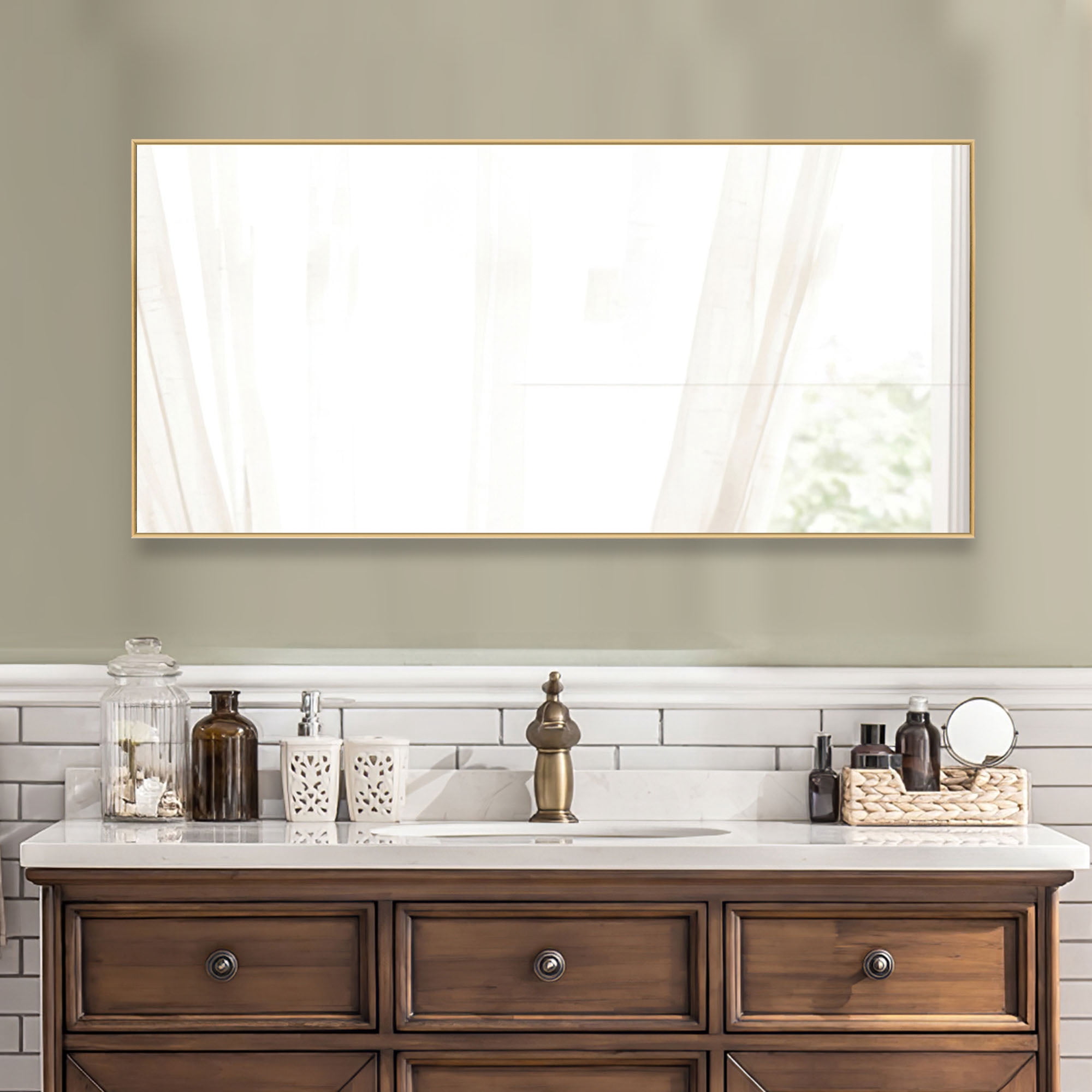 21 in x 47 in Gold Modern Full Length Mirror