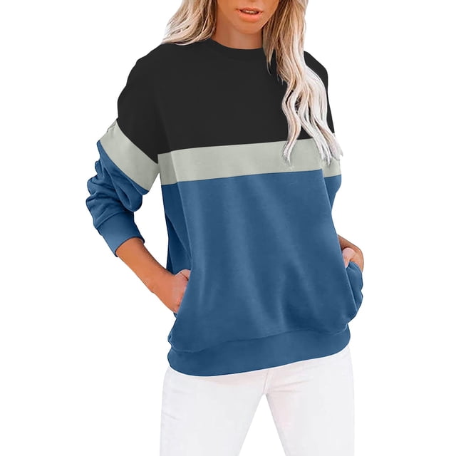 Pxiakgy Tenues d'Automne pour Femmes 2024 Chandail en Molleton Col Rond Manches Longues Décontracté Léger Ample Taille : S-2TG