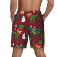 thumbnail image 4 of Uemuo Dinosaur Christmas Happy New Year Pattern Mens Swim Trunks Quick Dry Board Shorts with Mesh Lining, Stretch Beach Shorts Quick Dry No-Chafing Board Shorts-Medium, 4 of 9