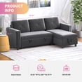 thumbnail image 2 of ZAFLY Sectional Sleeper Sofa with Reversible Left/Right Storage Chaise,Modern Futon Sofa Bed L-Shaped Couch Bed,Dutch Velvet Pull Out Sofa Couch Bed for Living Room/Apartment (Dark Gray), 2 of 7