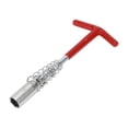 thumbnail image 1 of Llave de socket de bujía T-Handle Unique Bargains para automóvil, motocicleta, cortacésped, acero al carbono 225x89mm 1 Pcs rojo, tono plateado hexagonal 16mm, 1 of 1