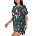 thumbnail image 2 of Rocae Amanita Mushroom for Two Piece Sleepwear Pajamas Sets for Women Soft Short-Sleeved Pjs with Lounge Shorts 3X-Large, 2 of 9