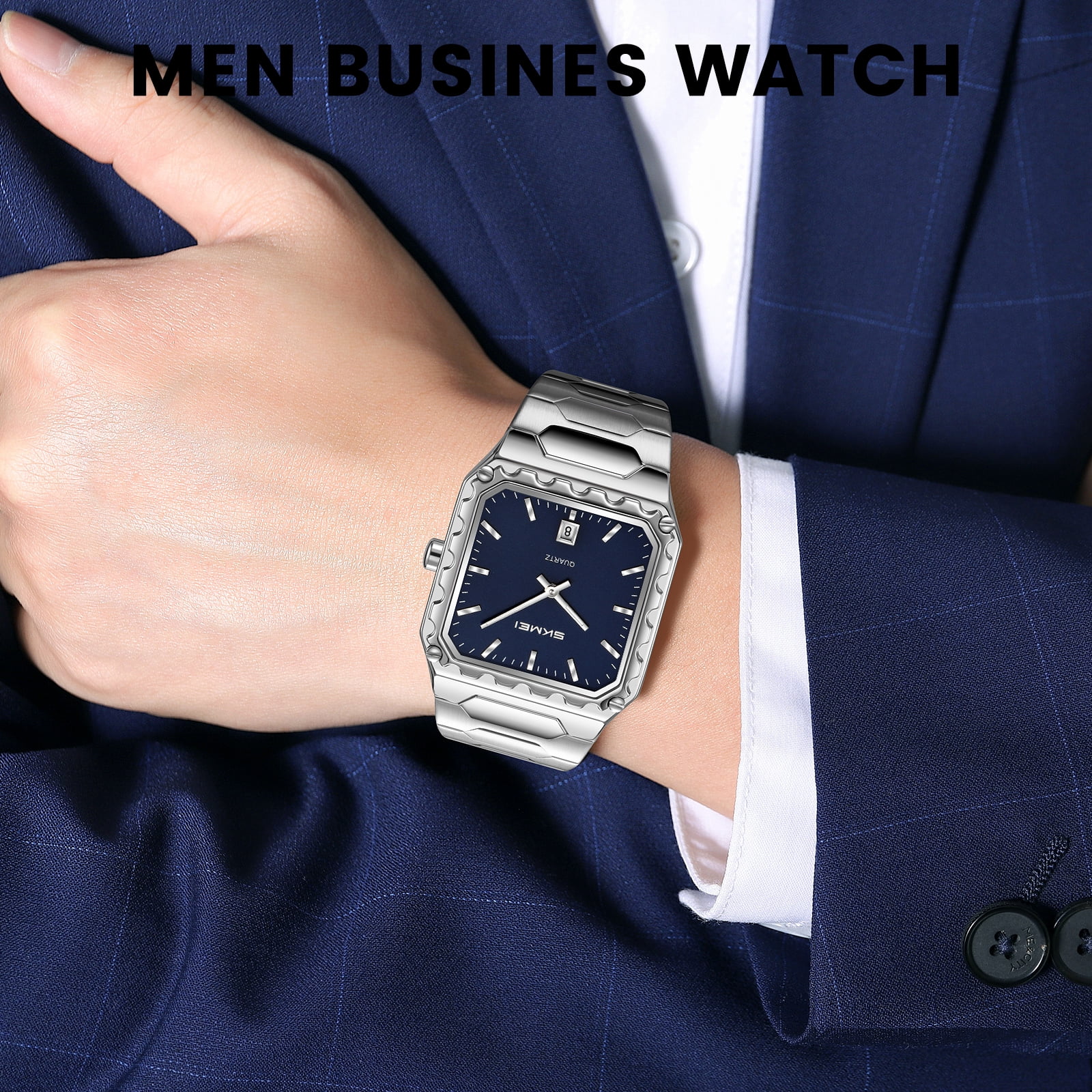 SKMEI Watches for Men Fashion Business Mens Watch Analog Quartz Big Face Luxury Classic Stainless Steel Waterproof Luminous Wristwatch