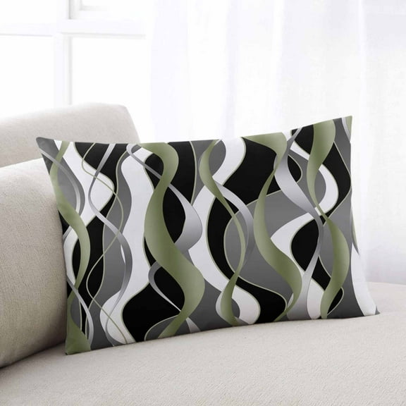 Sage Green Stripe Throw Pillow Covers, Grey White Geometric Modern Abstract Soft Breathable Pillow Cases with Invisible Zipper for Sleeping, Standard Pillowcases for Couch Bed Sofa Chair 20x26 Inches