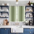 thumbnail image 2 of Sage Green Ombre Kitchen Curtains 63 Inch Length, Modern Abstract Art Farmhouse Gradient Grommet Top Bedroom Living Room Curtains, Light Filtering Cafe Curtain Drapes 2 Panels Set 84''x63'', 2 of 9