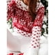 thumbnail image 3 of Suéter de mujer con estampado de copos de nieve navideños, suéter de punto de manga larga, moda femenina, suéteres cálidos para otoño e invierno, regalos festivos, 3 of 4