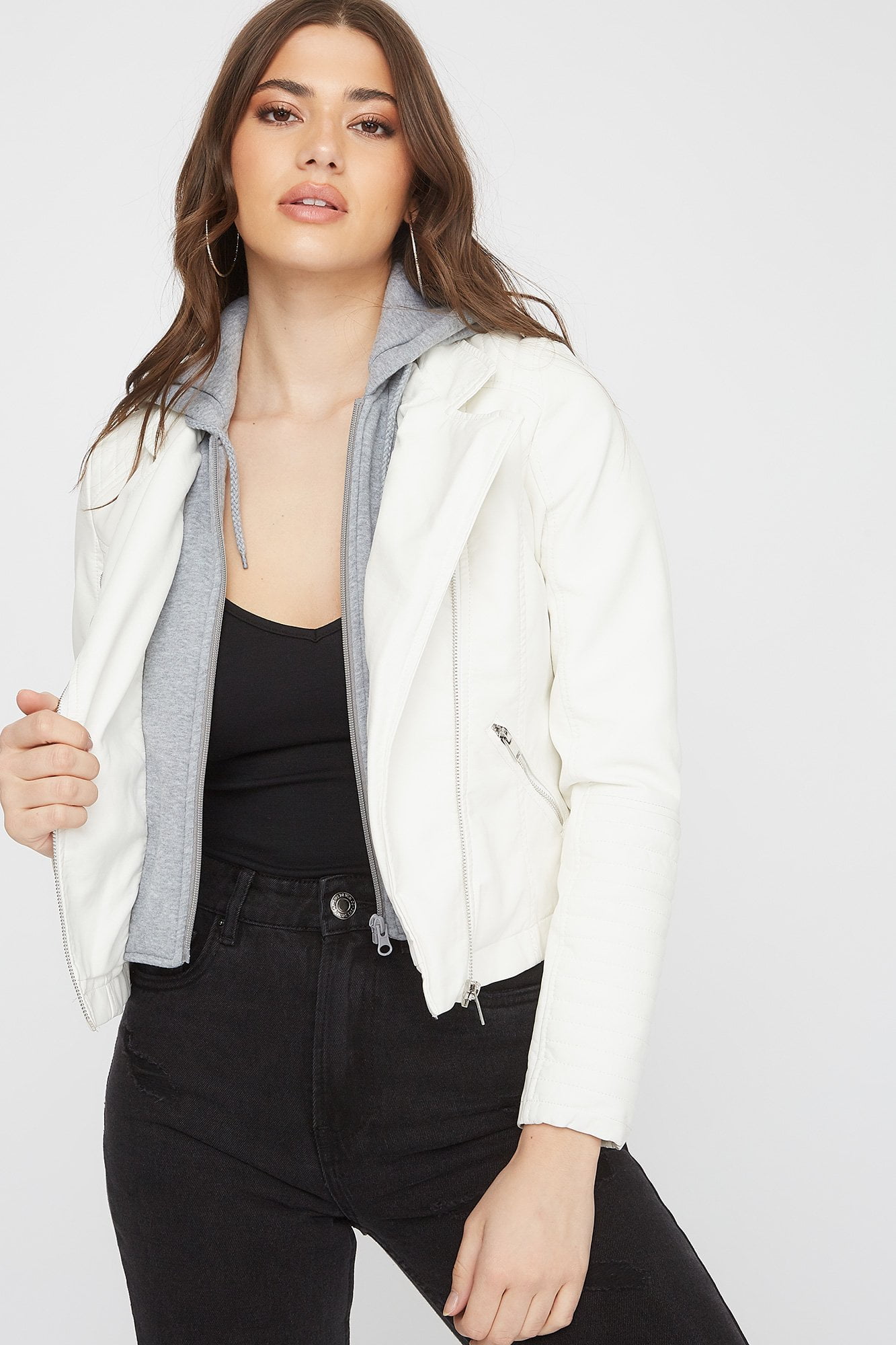 Urban Women's Fleece Insert Hooded Moto Jacket Walmart Canada