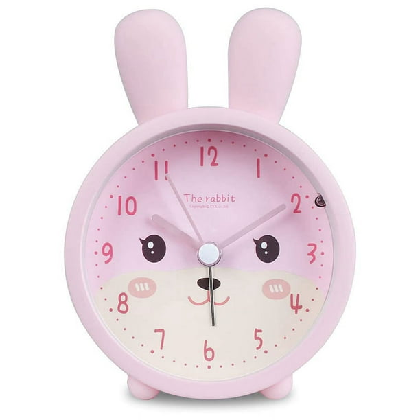 Despertador para NiñOs para NiñAs Sin Tictac, Reloj Despertador para NiñOs de Conejo, Reloj Despertador Silencioso con Luz para Estudiantes