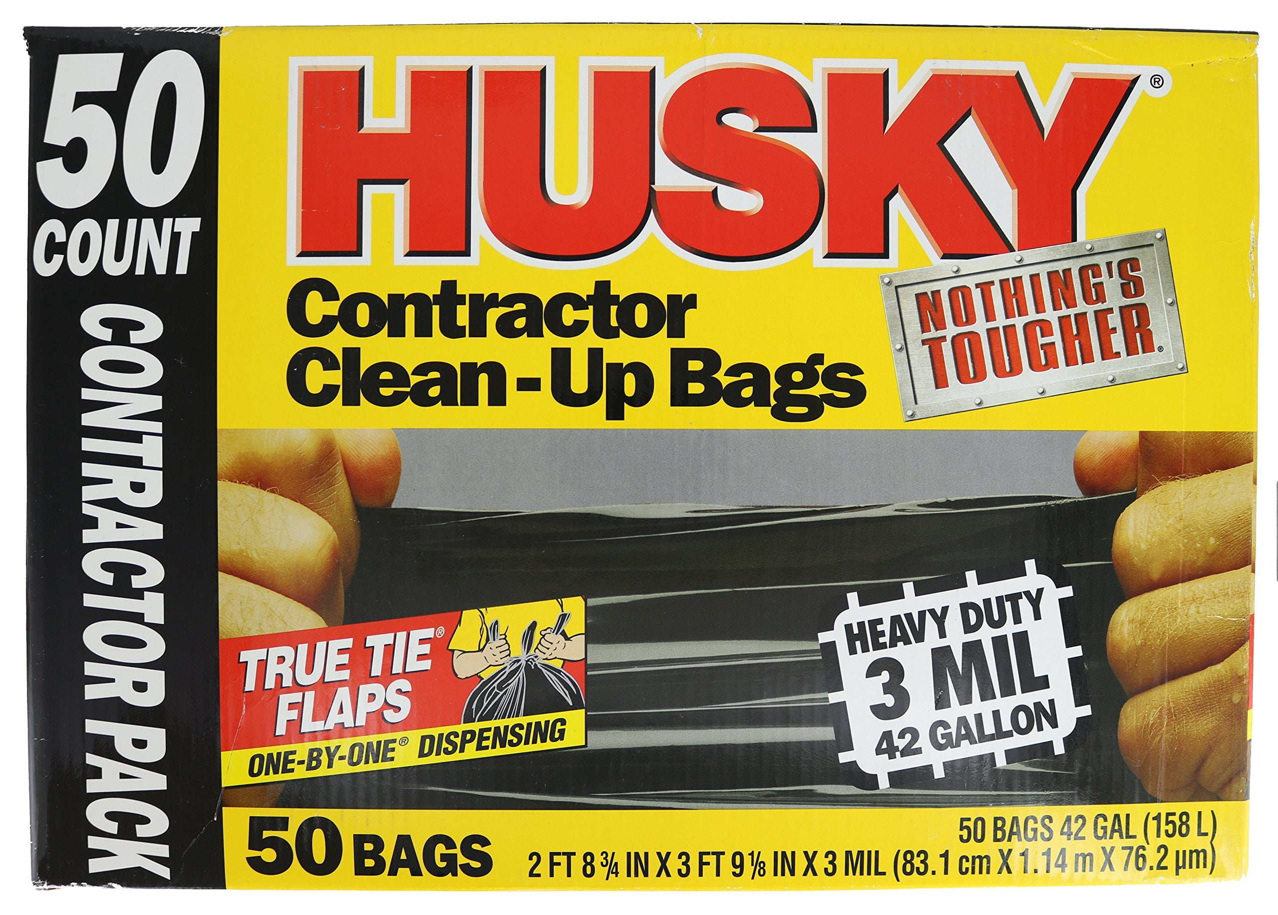 Ultrasac Heavy Duty Contractor Bags (VALUE 50 PACK/w TIES), 42 Gallon,  32.75 X 4 