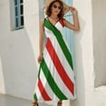 thumbnail image 5 of Red, White & Green Candy Cane Pattern Sleeveless Dress Summer Women Clothes Dress for Pregnant Women Dresses, 5 of 9