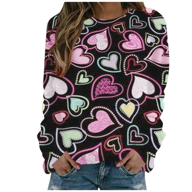 Pullover à Capuche pour Femmes Col Rond Imprimé Manches Longues Polyester Taille (Noir, TG)