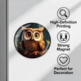 thumbnail image 3 of Round Fridge Magnets, 1Pcs 3in Cute Refrigerator Magnets Decorative for Whiteboard, Classroom, Locker, Kitchen, Birthday GiftsCute Owl Sitting on Tree Branch, 3 of 6