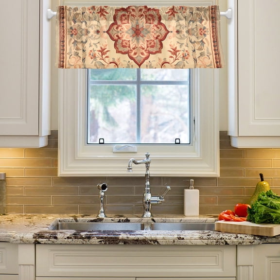 Rustic Pattern Curtain Valances Farmhouse Design Window Treatment Decor Blackout Rod Pocket for Windows Living Room Kitchen 54" x 18"