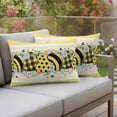 thumbnail image 5 of Bee Love Outdoor Pillow Covers Pack of 2 Vintage Country Yellow Bee Plaid Dot Love Floral Honeycomb Waterproof Throw Pillow Covers Decorative Cushion Cases for Patio Garden Tent Balcony 20x12 inch, 5 of 9