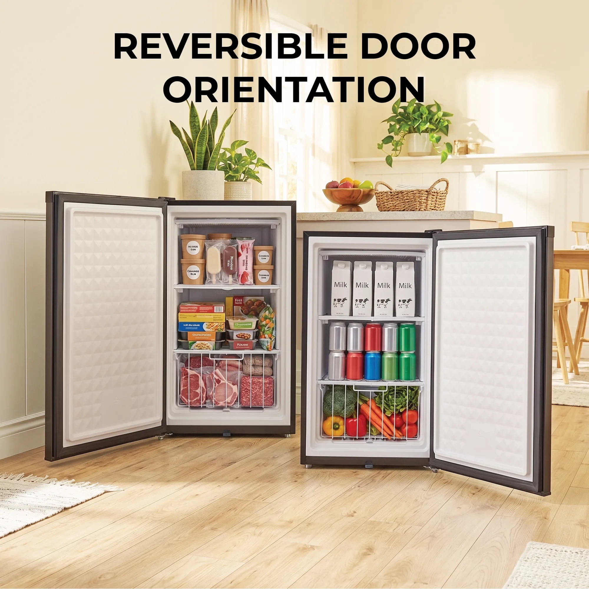 Whynter Compact Upright Convertible Fridge/Freezer with Lock, 3.1 Cu. Ft., Black, Energy Star
