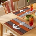 thumbnail image 4 of White Anchor Placemats Set&nbsp;of&nbsp;6 Costal Orange Stripes Wood Grain Bottom Heat Insulation Washable Place Mats, Non-Slip Table Mats for Dining Table Party Kitchen Decor,13x19 Inch, 4 of 9
