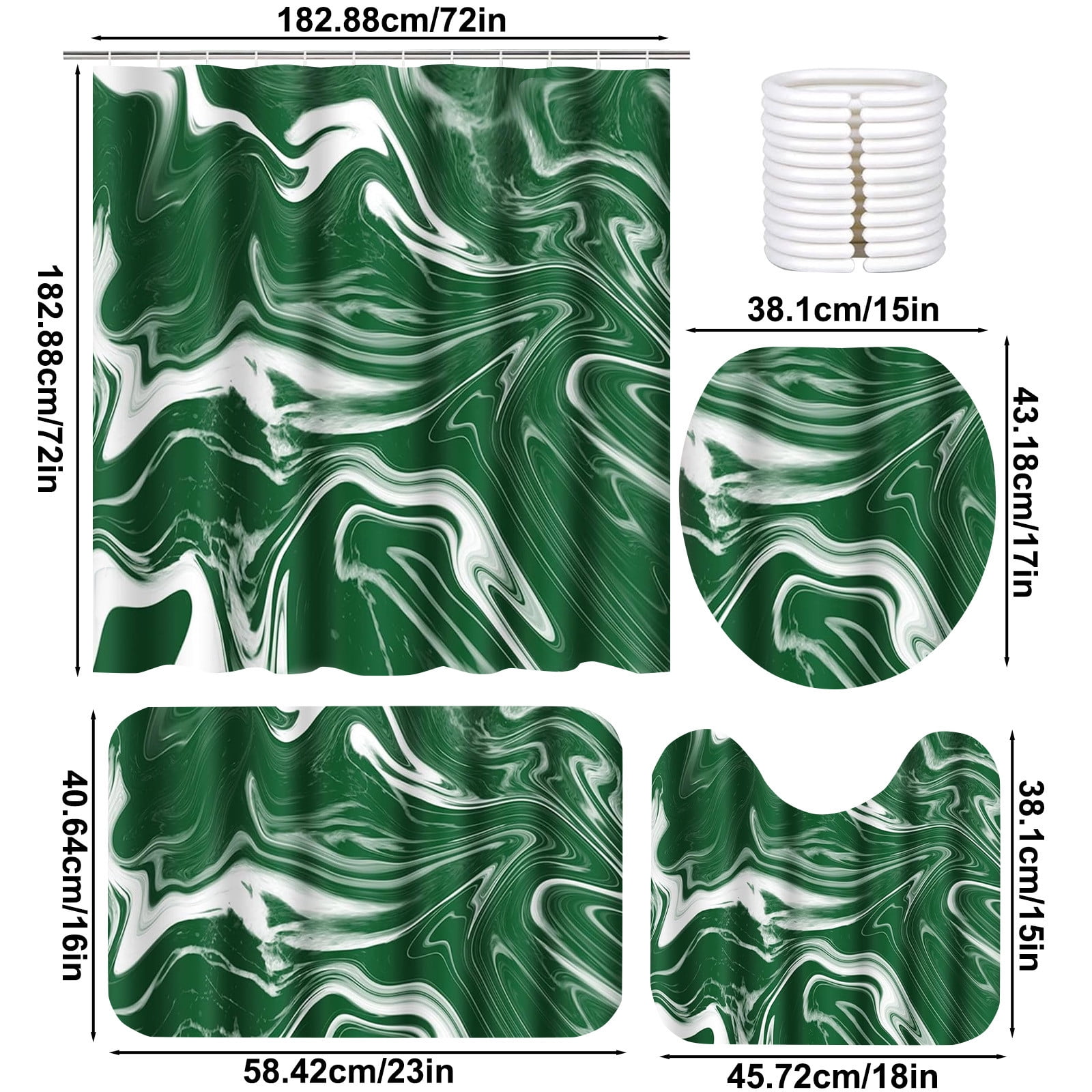 70x70 Inches Bathroom Decor 4 Pcs Shower Curtain Set With Rugs ColorfulMarbles Bathroom Set With AntiSlip Rug Toilet Lid Cover Bath Mat And 12 Hooks