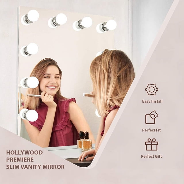 Hollywood Glam LED Makeup Mirror Lights, 6-Pack, 3 Colors - Enhance Your Vanity, Mirror Not Included