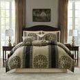 thumbnail image 2 of Nanshing Prince 7 Piece Elegant Medallion Comforter Set, Black Gold, King, 2 of 9