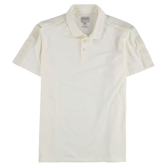 GUESS Mens Tipped Collar Polo Shirt, Off-White, X-Large