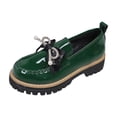 thumbnail image 5 of Xucatan Women's Patent Leather Pointed Toe Flats with Hollow Bow and Rhinestone Detail, Serrated Platform Loafers with Height Increase, Comfortable Slip On Shoes for Spring Summer Walking Gift, 5 of 9