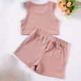 thumbnail image 4 of Cethrio Kids Girls Summer Outfit Sets, Sleeveless Cotton Gifts T-shirts with Shorts Sets Pink Size 2-3T, 4 of 8