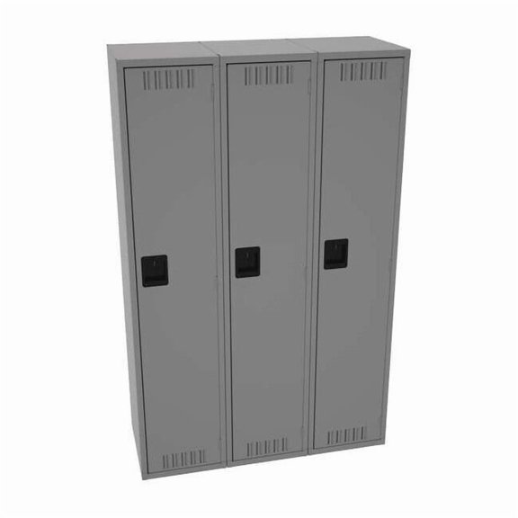 Wardrobe Locker, 15 in W, 18 in D, 72 in H, (1) Tier, (3) Wide, Medium Gray STS-151872-CMG