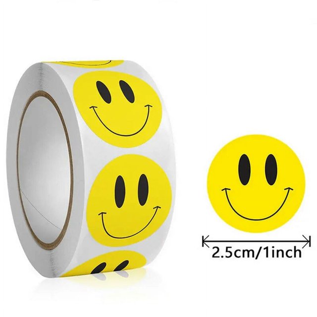 Pegatinas de cara caliente autoadhesivas para profesores y niños, dibujos animados de recompensa, gracias, productos fluorescentes redondos, 50 piezas-500 piezas
