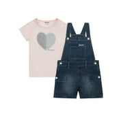 DKNY BABY & TODDLER GIRL 2PC SHORTALL SET