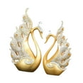 thumbnail image 4 of FashionCha 2 Pieces Love Swan Statue Swan Sculpture Statues Collection Animal Creative Home golden, 4 of 9