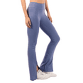 thumbnail image 4 of Yoga Leggings with Front Slit and Pockets High Waist Tummy Control Buttery Soft Stretchy Workout Pants Steel Blue Large, 4 of 4